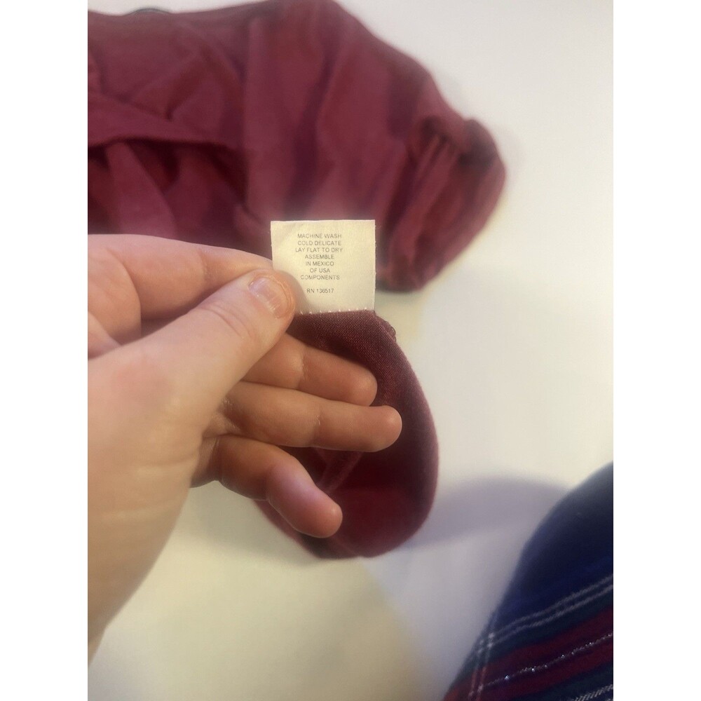 Colette Burgundy Cold Shoulder Top XS | Soft Stretch Knit Blouse - Picture 6 of 7